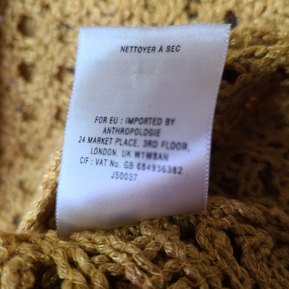 Anthropologie Angel Of The North Open Knit Mustard Top - Picture 7 of 11